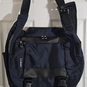 L.L. Bean Navy Messenger Bag. Crossbody Or Backpack. Muti Pockets Heavy Duty
